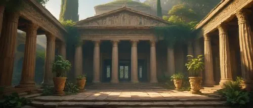 artemis temple,mausoleum ruins,ancient house,pillars,mausolea,the threshold of the house,ancient city,hall of the fallen,greek temple,tempio,theed,egyptian temple,ancient buildings,panagora,parnassus,sanctum,the ancient world,colonnaded,temple of diana,pantheon,Illustration,Retro,Retro 10