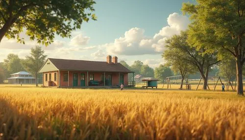 wheatfield,wheatfields,suitcase in field,yellow grass,grassfields,wheat field,farm background,red barn,meadow,elizabethtown,farm hut,the farm,summer meadow,country side,farmstead,prairies,little house,hay farm,stationhouse,countryside,Photography,General,Realistic