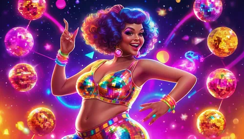 disco,fairy galaxy,prismatic,starfire,colorful star scatters,kontroller,colorful foil background,prism ball,rockabella,neon candies,neon carnival brasil,psychedelic art,discobole,galaxy,neon body painting,cg artwork,supernova,disco ball,fantasy woman,colorful stars,Illustration,Realistic Fantasy,Realistic Fantasy 38