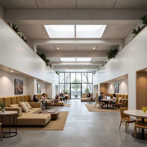 concrete ceiling,modern office,loft,lofts,daylighting,vitra,mid century modern,interior modern design,clubroom,gensler,modern decor,offices,lobby,school design,bureaux,contemporary decor,cafeteria,therapy center,narthex,midcentury