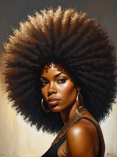 Portrait black woman large afro,afro-american,afro american girls,afro american,afro,afroamerican,african woman,african american woman,black woman,beautiful african american women,african art,oil pain