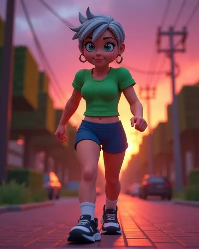 3d render,female runner,rollergirl,fundora,character animation,little girl running,3d rendered,adrien,enid,running,chitralada,lowpoly,sfm,emara,3d model,rollerskating,runyonesque,ramona,salvadora,vector girl