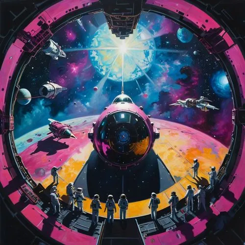 spelljammer,federation,technosphere,cosmosphere,starship,hawkwind,Conceptual Art,Oil color,Oil Color 02