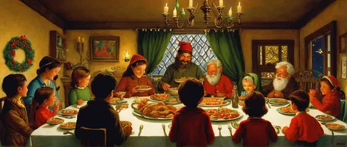 christmas dinner,christ feast,last supper,the occasion of christmas,thanksgiving background,holy supper,thanksgiving dinner,thanksgiving,holiday table,thanksgiving table,christmas table,christmas food,nordic christmas,christmas menu,candlemas,christmas carol,happy thanksgiving,christmas scene,shristmas,fourth advent,Illustration,Retro,Retro 19