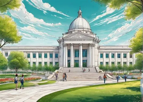 bascom,vongola,state capital,seigaku,kotoko,univerity,nodame,uob,unl,chidori is the cherry blossoms,sakura background,isu,prefecture,fafner,capitol buildings,neoclassical,imae,cwru,jeffersonian,takemiya,Illustration,Black and White,Black and White 05