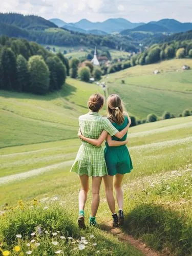 aaaa,sound of music,countrywomen,two girls,freundschaft,green fields,Photography,Fashion Photography,Fashion Photography 07