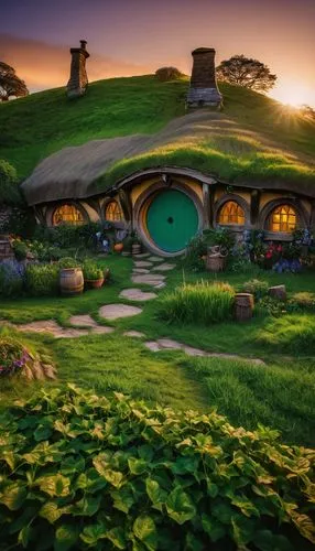 hobbiton,hobbit,tomorrowland,fairy village,fairy house,fairy world,grass roof,fantasy landscape,fantasy world,walt disney world,fairy tale castle,a fairy tale,home landscape,fairytale,3d fantasy,mushroom landscape,fantasy picture,dream world,round hut,the disneyland resort,Photography,General,Fantasy