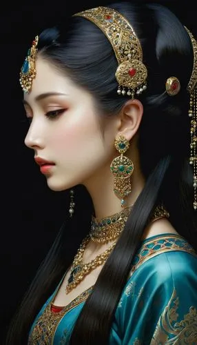 oriental princess,oriental girl,asian woman,kunqu,fatemeh,inner mongolian beauty,Illustration,Realistic Fantasy,Realistic Fantasy 08