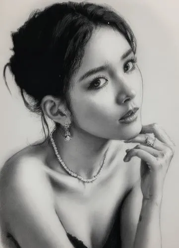 charcoal pencil,pencil drawing,girl drawing,mikimoto,charcoal drawing,graphite,Illustration,Black and White,Black and White 35