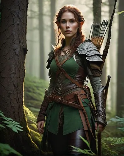 female warrior,huntress,male elf,warrior woman,wood elf,ranger,merida,fantasy woman,elven,elf,bow and arrows,fae,the enchantress,heroic fantasy,celtic queen,fantasy warrior,eufiliya,robin hood,aa,thorns,Conceptual Art,Fantasy,Fantasy 11