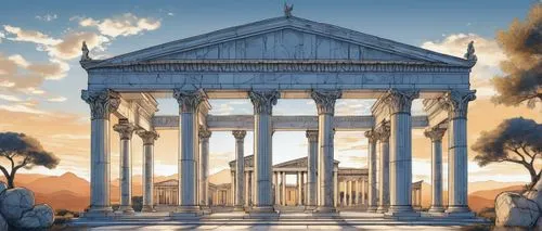 greek temple,temple of diana,roman temple,temple of hercules,zappeion,artemis temple,colonnaded,doric columns,pantheon,neoclassical,ancient rome,erechtheion,neoclassicism,palladian,mausolea,propylaea,metapontum,panathenaic,laodicea,erechtheus,Unique,Design,Blueprint