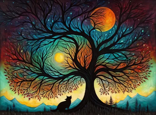 colorful tree of life,tree of life,flourishing tree,celtic tree,the branches of the tree,painted tree,tangerine tree,magic tree,bodhi tree,orange tree,watercolor tree,circle around tree,connectedness,