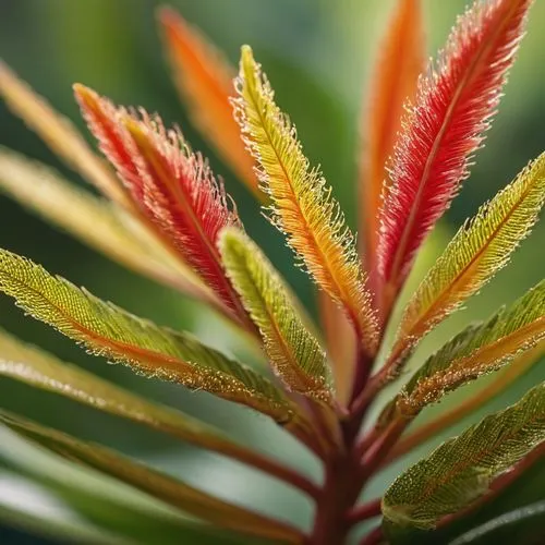 sterlizia plant macro shot,close up view of some different colored leaves,colorful leaves,bicolor leaves,tropical leaf,red foliage,tropical leaf pattern,foliage leaf,Photography,General,Commercial