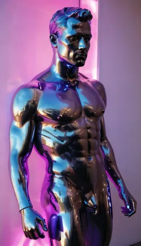 bronze sculpture,metal figure,steel sculpture,neon body painting,bronze figure,3d figure,eros statue,disco,statue,sculpture,steel man,broncefigur,shiny,rubber doll,3d man,decorative figure,scuplture,the statue,artist's mannequin,uv