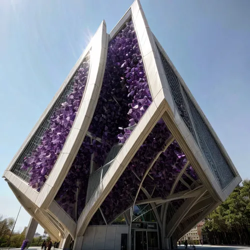 Amethyst ,christ chapel,glass facade,futuristic art museum,soumaya museum,glass building,glass pyramid,futuristic architecture,cubic house,disney concert hall,building honeycomb,walt disney concert ha