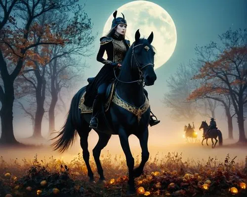 fantasy picture,horseback,black horse,bronze horseman,horse riders,horseman,man and horses,equestrian,fantasy art,endurance riding,halloween background,horse herder,autumn background,horseback riding,equine,mounted police,arabian horse,halloween poster,horsemanship,halloween illustration,Photography,Artistic Photography,Artistic Photography 12