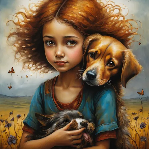 girl with dog,boy and dog,little girl in wind,little boy and girl,english shepherd,child portrait,dog illustration,companion dog,puppy pet,romantic portrait,cloves schwindl inge,pet portrait,little girl and mother,the little girl,kids illustration,mystical portrait of a girl,young girl,spaniel,little girls,australian shepherd,Illustration,Realistic Fantasy,Realistic Fantasy 34