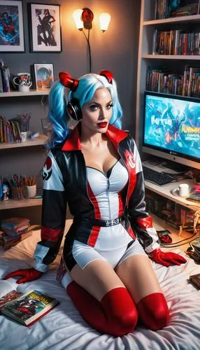 harley quinn,harley,cruella,cruella de ville,queen of hearts,dreamcast,Conceptual Art,Sci-Fi,Sci-Fi 06