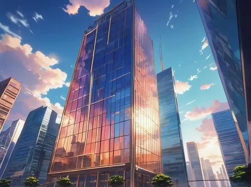 skyscraping,supertall,sky apartment,aquarion,skycraper,glass building,skyscraper,glass facades,skyscrapers,sky city,urbis,tall buildings,aoyama,isozaki,cybercity,highrises,citicorp,aniplex,the skyscraper,glass facade,Illustration,Japanese style,Japanese Style 03