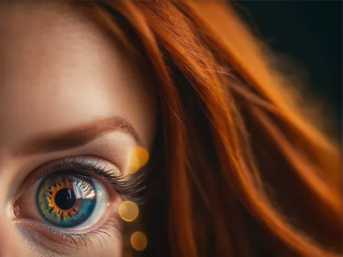 Long red hair,women's eyes,peacock eye,the blue eye,pupils,ojos azules,pupil,eye,fire eyes,eyes,orange eyes,golden eyes,blue eye,eye ball,the eyes of god,pheasant's-eye,retouch,digital painting,hetero