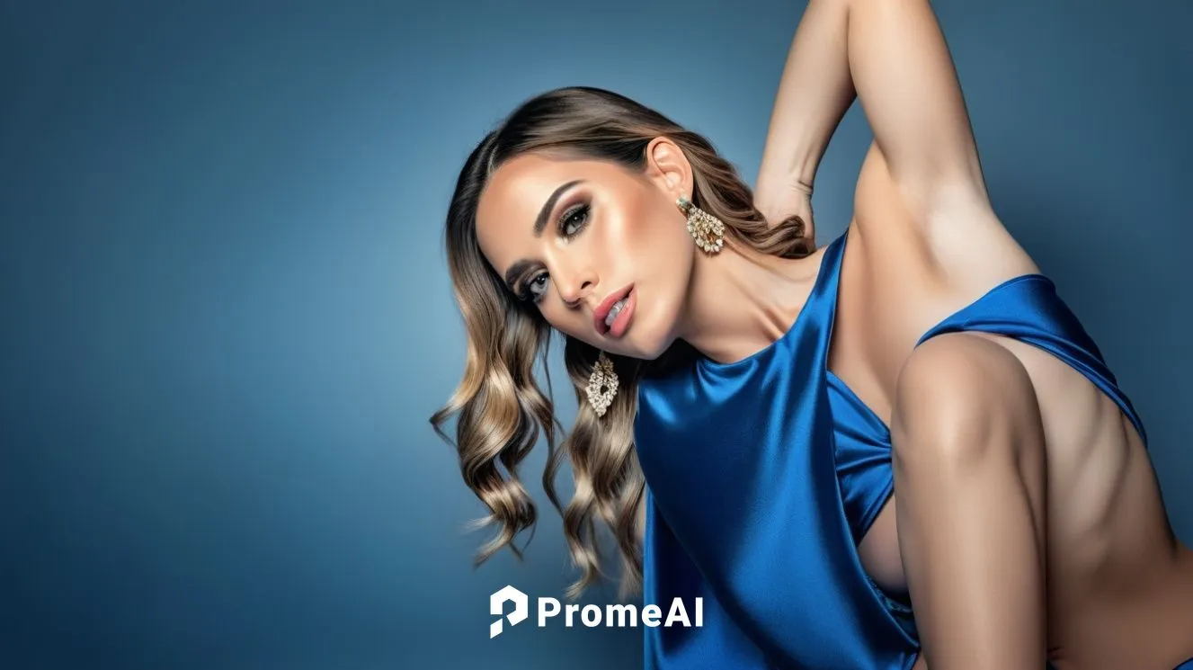 a woman wearing a dress is posing ,kanaeva,isinbaeva,hadise,dmitrieva,thirlwall,blue background