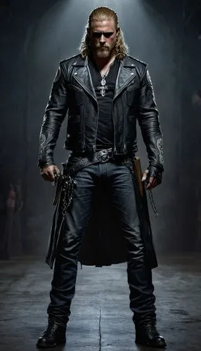 long shot character ax_Teller_of_Sons_of_Anarchy , ultra-detailed, perfect features, full body, whole body, dramatic, cinematic lighting, accent lighting, 
,rugal,wesker,heidenreich,mizanin,ziggler,me