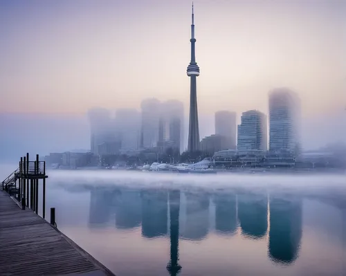 north american fog,morning mist,foggy day,foggy landscape,morning fog,toronto,high fog,emission fog,wave of fog,foggy,toronto city hall,early fog,fog up,fog,mists over prismatic,ground fog,dense fog,veil fog,cntower,the fog,Photography,Black and white photography,Black and White Photography 15