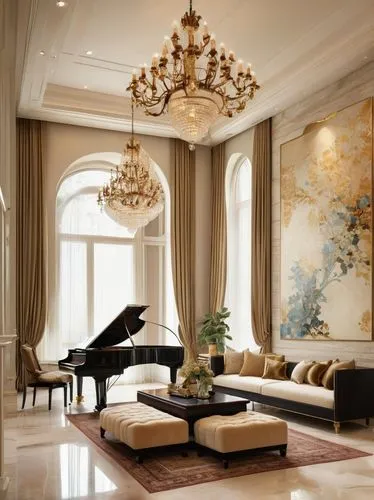 luxury home interior,great room,interior decor,ornate room,interior decoration,grand piano,steinway,living room,livingroom,contemporary decor,sitting room,neoclassical,opulently,cochere,family room,interior design,stucco ceiling,poshest,modern decor,opulent,Illustration,Retro,Retro 03