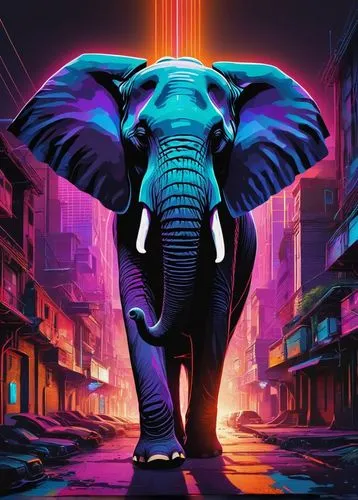 elephunk,elefante,elephant,blue elephant,triomphant,pink elephant,Illustration,Abstract Fantasy,Abstract Fantasy 07