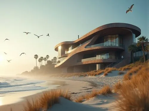 dunes house,beach house,oceanfront,beachhouse,beachfront,dune ridge,shorefront,scripps,dreamhouse,san dunes,newport beach,dune landscape,beachside,neutra,oceanside,dune sea,sand coast,coastal,oceanview,dream beach,Photography,General,Realistic