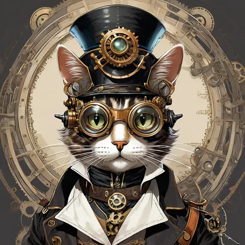 steampunk,cat sparrow,napoleon cat,watchmaker,aristocrat,clockmaker,tea party cat,cat frame,cat warrior,vintage cat,cat portrait,steampunk gears,cat vector,cat-ketch,cat image,capricorn kitz,ringmaster,scholar,librarian,inspector,Conceptual Art,Fantasy,Fantasy 25