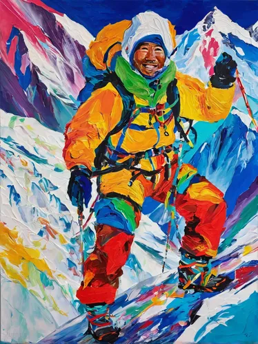 skier,karakoram,everest,eiger,himalayan,king ortler,ortler,ski,eskimo,himalaya,mountain guide,ski mountaineering,the spirit of the mountains,annapurna,ski race,mountaineer,mount everest,himalayas,cable skiing,arête,Conceptual Art,Oil color,Oil Color 20