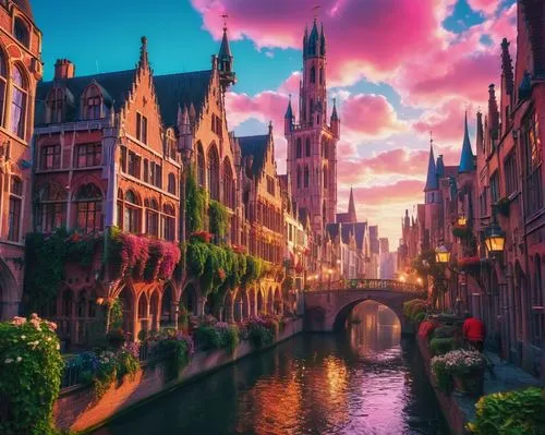 colorful city,amsterdam,netherland,colmar,canals,utrecht,belgium,city moat,the netherlands,netherlands,verbrugge,fantasy city,bruges,terbrugge,colmar city,holand,spui,bruggen,ghent,pink city,Conceptual Art,Sci-Fi,Sci-Fi 28