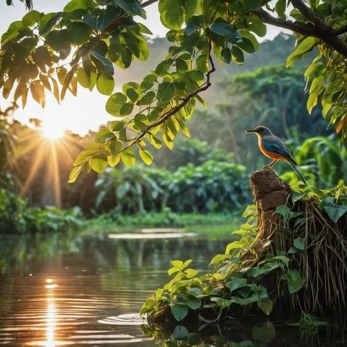 nature wallpaper,tropical birds,nature background,garden pond,korowai,background view nature,Photography,General,Realistic