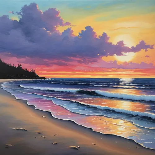 beach landscape,sunset beach,sunrise beach,coastal landscape,coast sunset,seascape,carol colman,sea landscape,oil painting,oil painting on canvas,mountain beach,beach scenery,pink beach,coral pink sand dunes,oil on canvas,art painting,painting technique,sand coast,steve medlin,landscape with sea,Illustration,Japanese style,Japanese Style 17