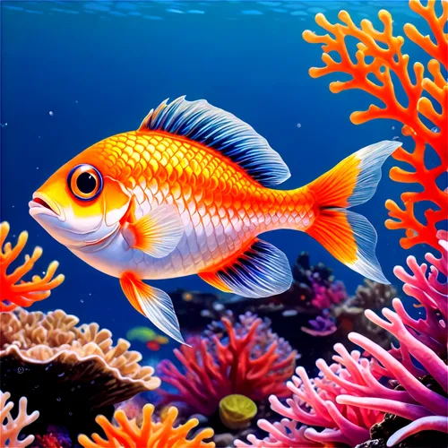 coral reef fish,ornamental fish,discus fish,marine fish,coral fish,beautiful fish,sea animals,aquarium decor,aquarium fish,tropical fish,aquarium fish feed,underwater fish,underwater background,garibaldi (fish),anemone fish,discus cichlid,blue stripe fish,marine animal,amphiprion,tobaccofish,Illustration,Japanese style,Japanese Style 06