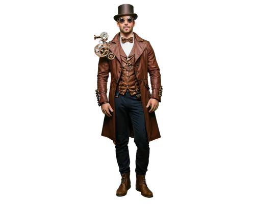 steampunk,stovepipe hat,frock coat,chimney sweep,steampunk gears,tower flintlock,aristocrat,stetson,men clothes,gunfighter,costume design,sheriff,gentlemanly,man with saxophone,men hat,top hat,saxophone playing man,ringmaster,3d man,cowboy bone,Photography,Fashion Photography,Fashion Photography 07