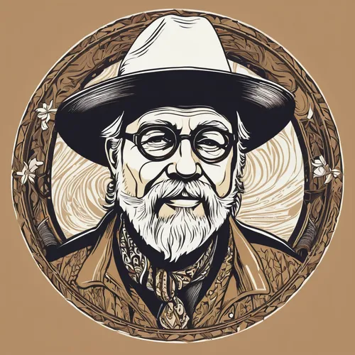 vector illustration,digital illustration,indiana jones,vector graphic,brown hat,vector art,vector design,doctoral hat,illustrator,merle black,adobe illustrator,stetson,drover,anton chekhov,vincent van gough,custom portrait,digital drawing,biologist,artist portrait,norris,Illustration,Black and White,Black and White 20