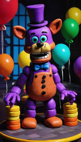 happy birthday balloons,bonbon,ringmaster,3d render,purple rizantém,mr,tangelo,balloon head,scary clown,stylized macaron,creepy clown,toy,wind-up toy,party dad,mayor,3d teddy,endoskeleton,candy cauldron,3d rendered,purple,Unique,3D,Clay