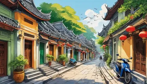 qibao,hutong,qingcheng,hankou,shuozhou,chaozhou,wuzhen,shaoxing,oriental painting,qufu,qingming,longshan,soochow,jiangnan,chinatowns,guangping,gulou,pingyao,qingsong,yangxian,Illustration,Black and White,Black and White 05