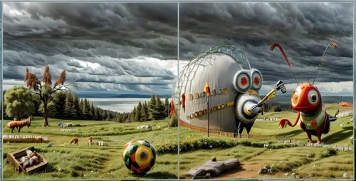 zeppelins,airships,aerostat,airship,quarantine bubble,graf-zepplin,world digital painting,cd cover,hindenburg,panoramical,photomontage,wind machines,atomic age,fantasy picture,photomanipulation,photo manipulation,ufo,ufo intercept,digital compositing,ufos