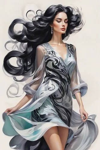 fashion vector,caftan,sigyn,margaery,amphitrite,kahlan,seregil,cheongsam,mervat,inanna,fantasy art,arwen,oriental princess,world digital painting,sorceress,fluidity,jasmine,the zodiac sign pisces,sheherazade,inara,Illustration,Paper based,Paper Based 11