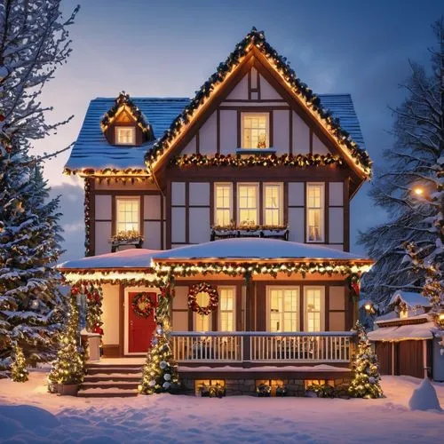 Christmas decorated house, cinematic wallpaper ,winter house,christmas house,christmas landscape,christmas scene,the holiday of lights,gingerbread house,myfestiveseason romania,beautiful home,christma