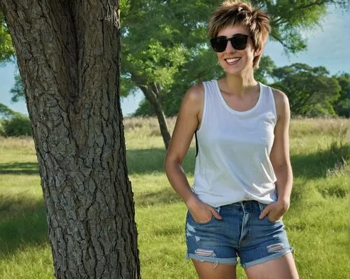 jean shorts,countrygirl,in the tall grass,bermuda shorts,summer background,jeans background,in shorts,the beach-grass elke,farm girl,hay bales,pixie cut,hay bale,summer feeling,country style,outdoors,pixie-bob,menswear for women,on the grass,summertime,shorts,Illustration,Black and White,Black and White 24