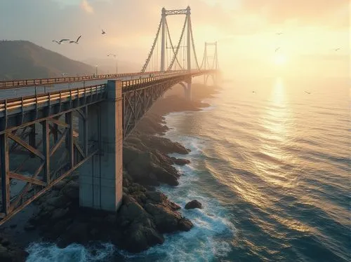 golden bridge,akashi-kaikyo bridge,bridge,spit bridge,scenic bridge,the akashi-kaikyo bridge,bridge vasco de gama,suspension bridge,highway bridge,bridges,cable-stayed bridge,wooden bridge,cryengine,hangman's bridge,old bridge,adventure bridge,bridged,novigrad,viaducto,hanging bridge,Photography,General,Realistic