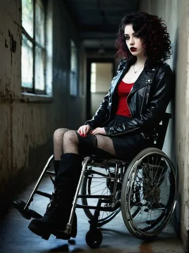 wheelchair,motorized wheelchair,disability,the physically disabled,wheelchair rugby,paraplegic,goth woman,wheelchair sports,girl with a wheel,disabled person,wheelchair racing,disabled sports,cross-legged,accessibility,cross legged,wheelchair basketball,black widow,wheelchair accessible,floating wheelchair,goth subculture,Illustration,Abstract Fantasy,Abstract Fantasy 14