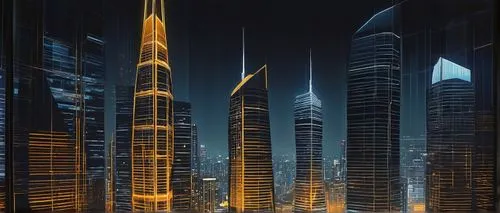 dubai marina,dubay,dubia,dubai,wallpaper dubai,coruscant,cybercity,skyscrapers,urban towers,metropolis,tallest hotel dubai,high rises,ctbuh,futuristic architecture,coruscating,tall buildings,highrises,city at night,futuristic landscape,burj khalifa,Conceptual Art,Oil color,Oil Color 13