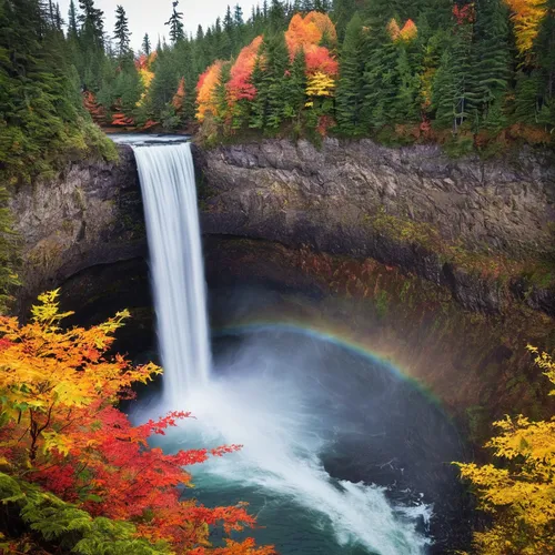 North Falls Surrounded by the Colors of Fall by 45th Parallel Photography,helmcken falls,bond falls,bridal veil fall,salt creek falls,oregon,ilse falls,united states national park,bow falls,rainbow br