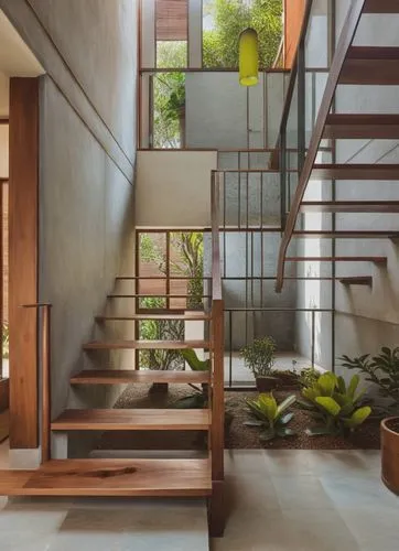 Create similar images with part double heights and part bali style courtyards with entrance foyer looking into an internal courtyard on the first floor and an external courtyard with an artistic frang