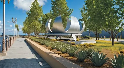 k13 submarine memorial park,mangalia,bayfront,harborfront,esplanades,3d rendering,Photography,General,Realistic